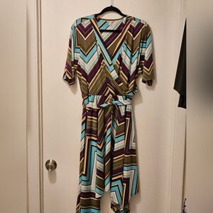 Faux wrap around midi dress